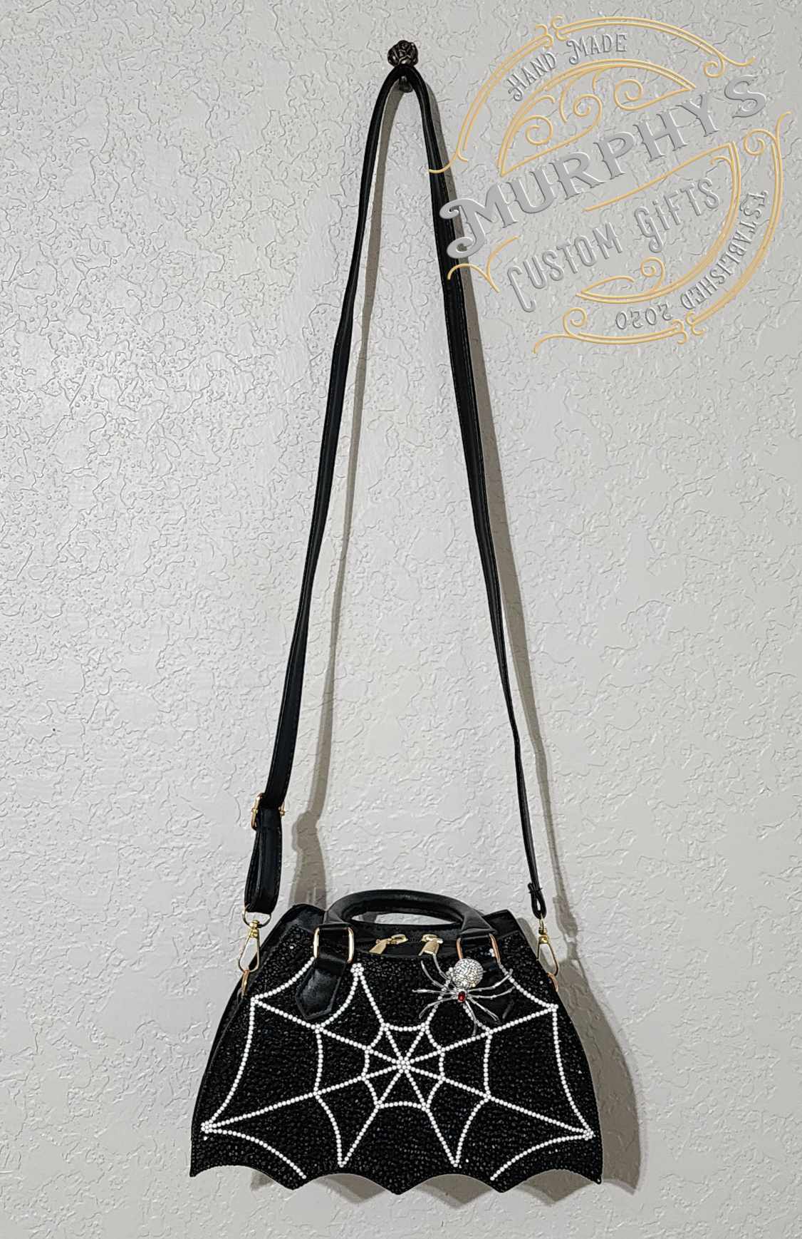 CRYSTAL COVERED SPIDER WEB HALLOWEEN PURSE