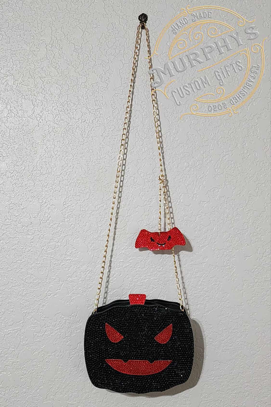 CRYSTAL BLACK PUMPKIN HALLOWEEN PURSE