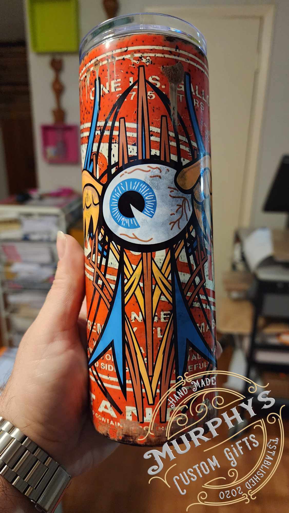 Vintage Pinstriped Fly Eye Gas Can