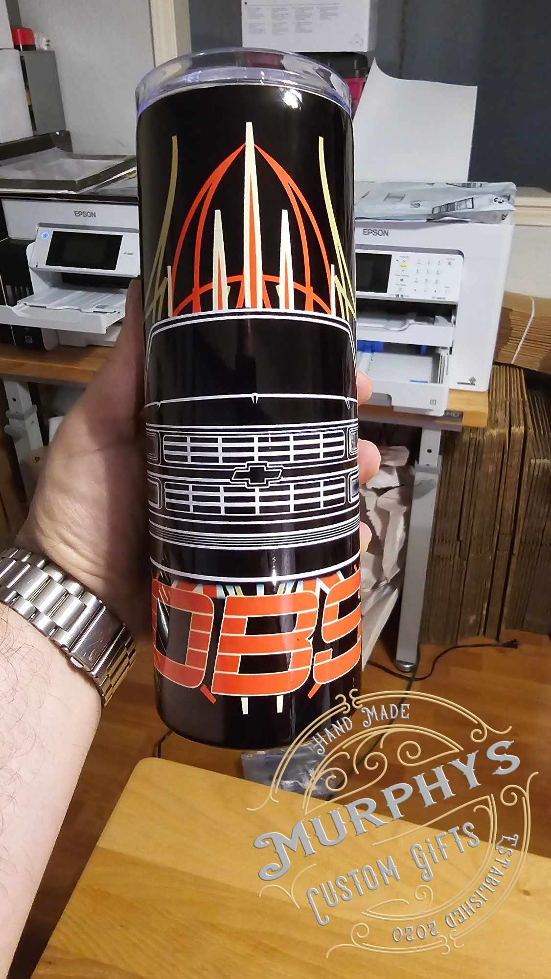 Black Chevy OBS Pinstripe Tumbler