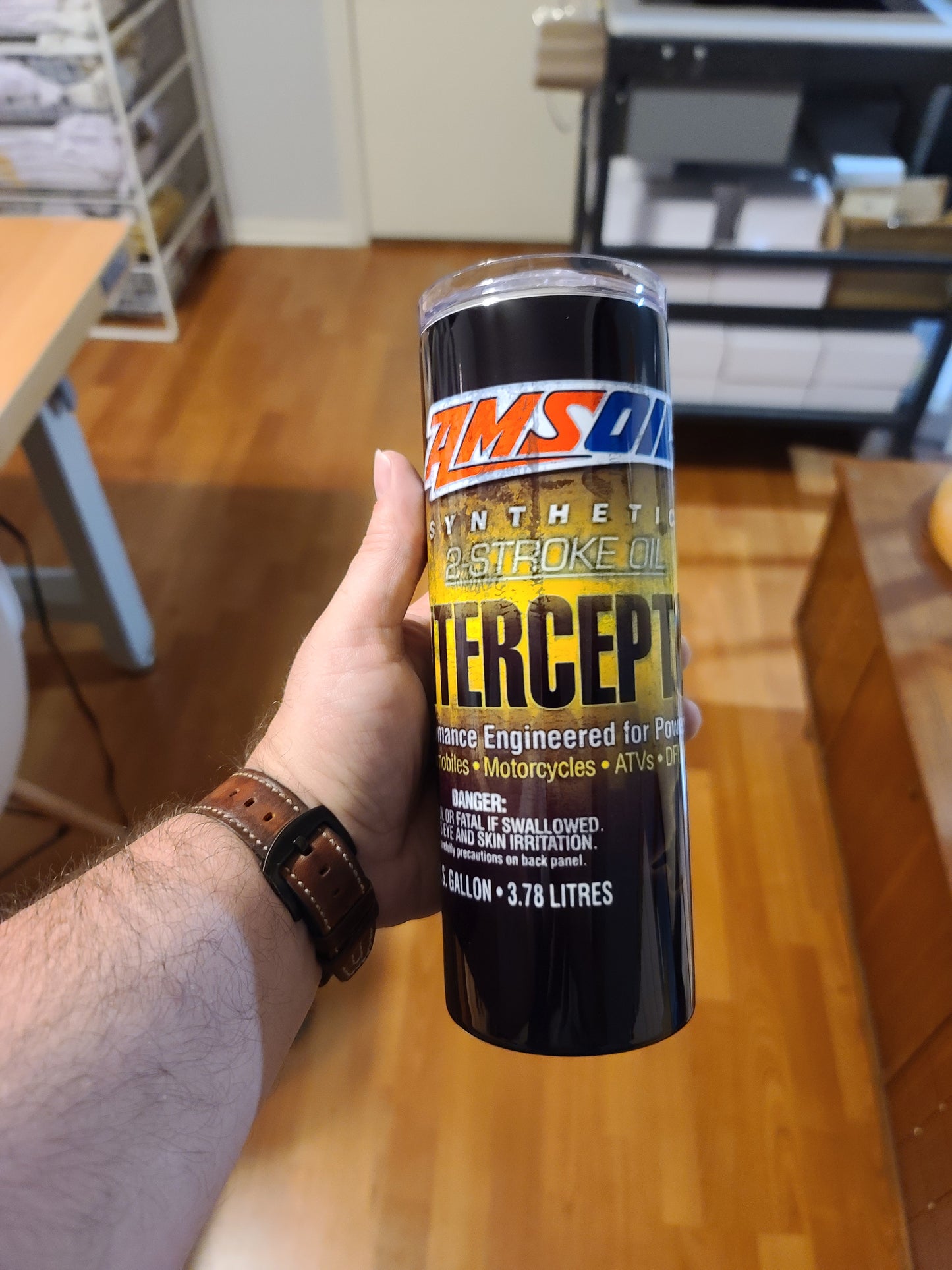 Amsoil 2 Stroke 20oz Skinny Tumbler