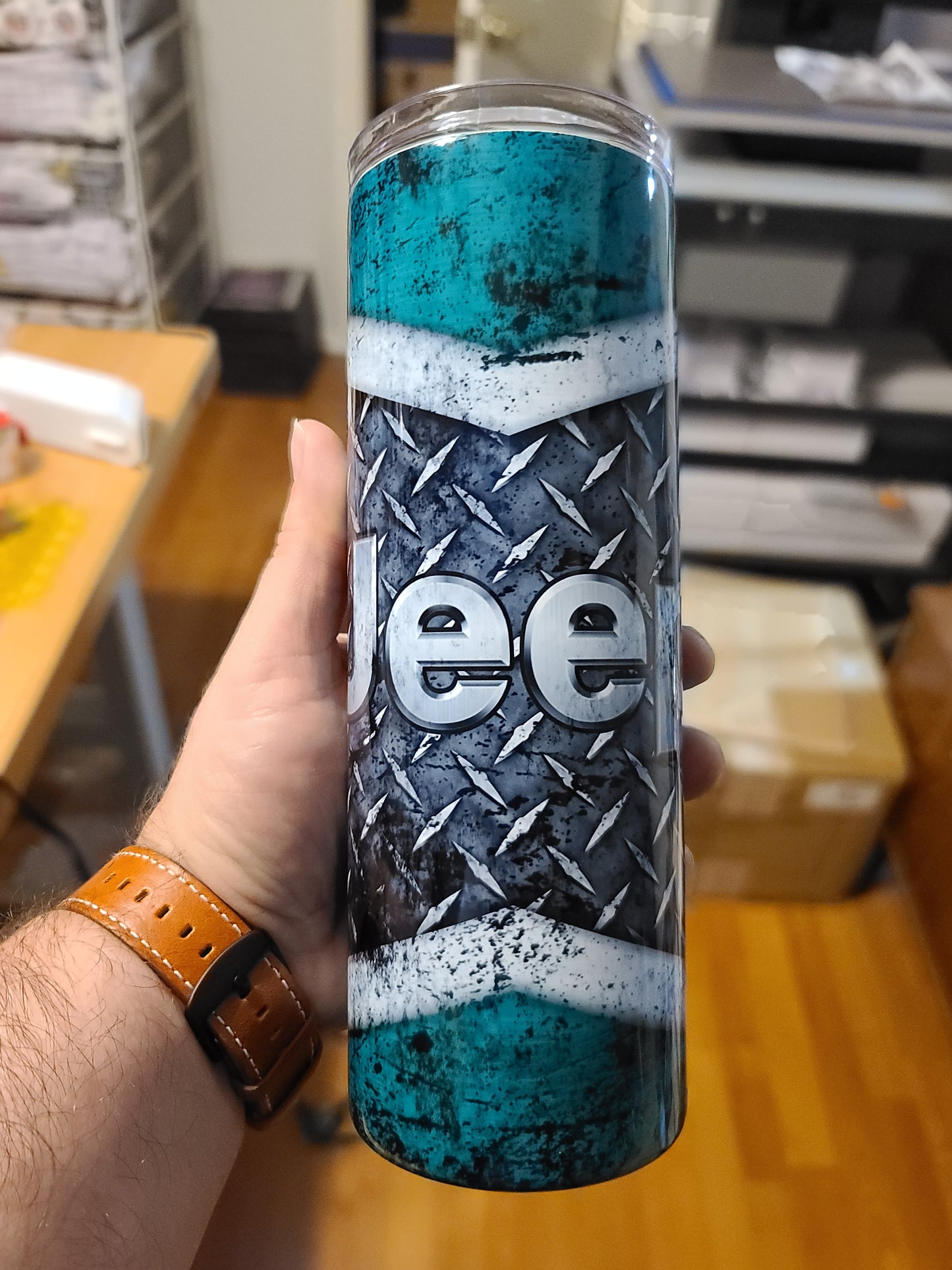 Jeep Diamond Plate 20oz Skinny Tumbler