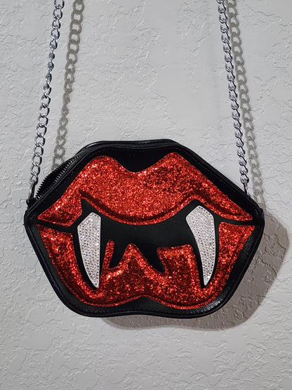 CRYSTAL COVERED VAMPIRE PURSE BLACK