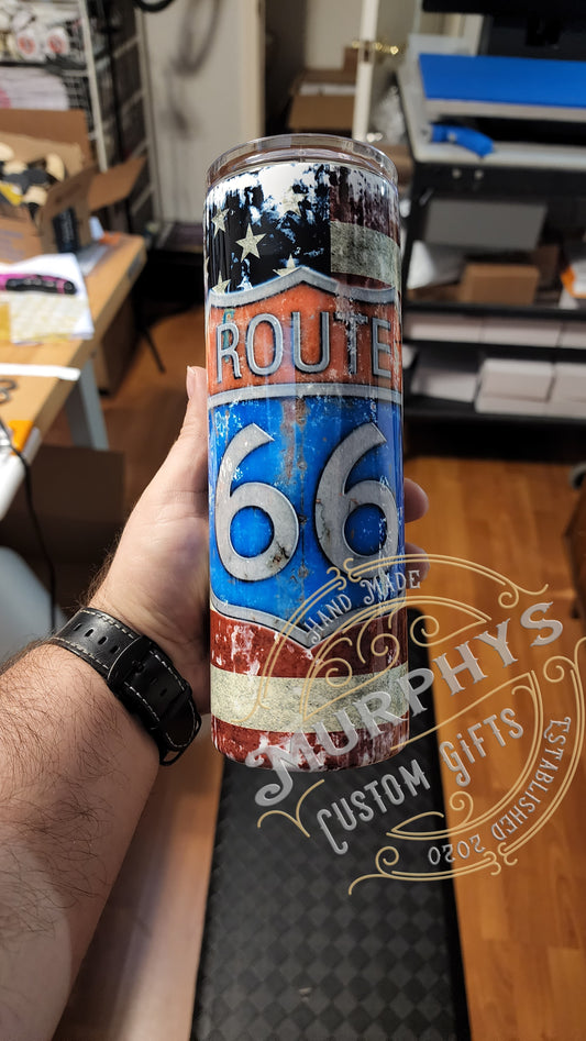 Route 66 Distressed USA Flag