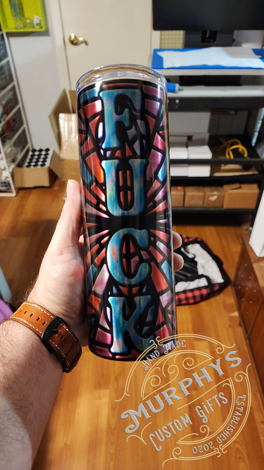 "F*CK" Stained Glass 20oz Skinny Tumbler